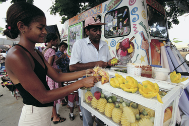 Sonnengereiftes Obst auf Mauritius