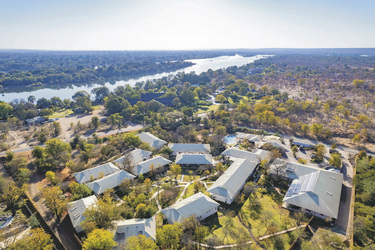 Blick auf die Lodge nahe des Zambezi Flusses